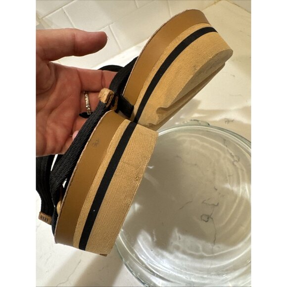 Reef Rem Hi Womens Platform Sandals Sz 8 Black Adjustable Straps Cork - MINT - Picture 13 of 14